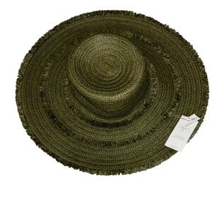 Shade & Shore Paper Braid Wide Brim Floppy Hat with Fringe Details